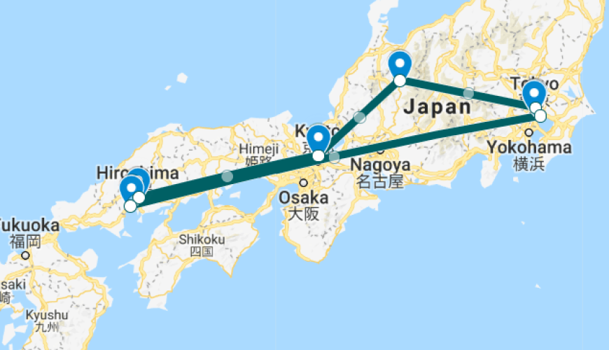 תכנית טיול מטוקיו למזרח וחזרה ל-14 ימים ו-13 לילות