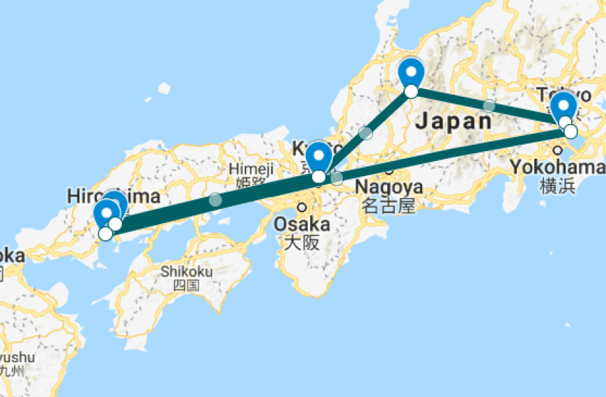 תכנית טיול מטוקיו למזרח וחזרה ל-14 ימים ו-13 לילות
